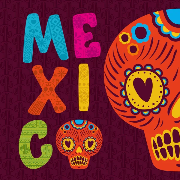 Meksyk z wektorem czaszki — Wektor stockowy