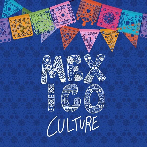 Cultura México com design de vetor pennant banner —  Vetores de Stock