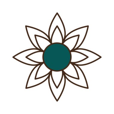 çiçek çizgisi ve biçim ikonu vektör tasarımını doldur