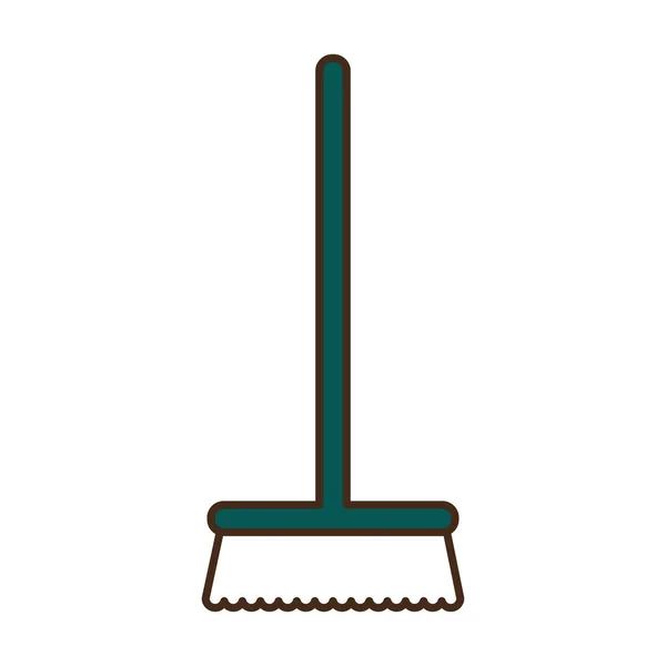 Garden broom line and fill style icon vector design — 스톡 벡터