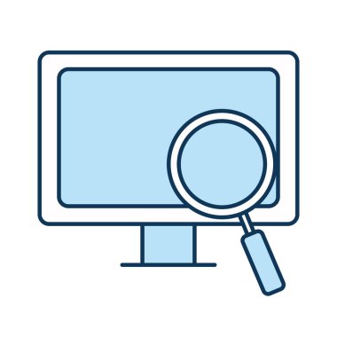 Bilgisayar satırlı lupe ve biçim ikonu vektör tasarımını doldur