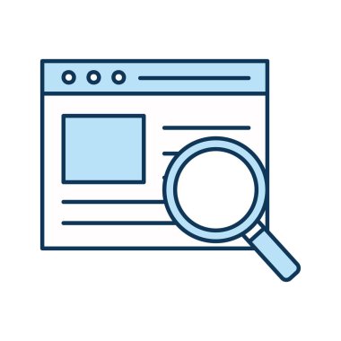 Web sitesi satırlı lupe ve biçim ikonu vektör tasarımını doldur
