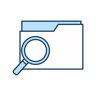 Dosya satırına sahip lupe ve biçim ikonu vektör tasarımını doldur