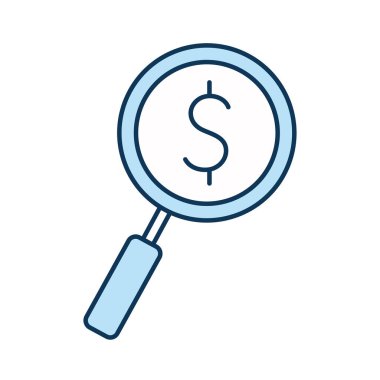 Lupe satırında dolar ve biçim ikonu vektör tasarımını doldur