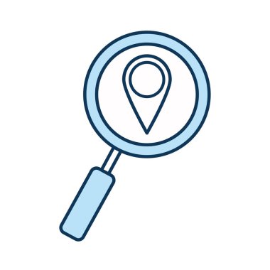 lupe satırında gps işareti ve biçim ikon vektör tasarımını doldur