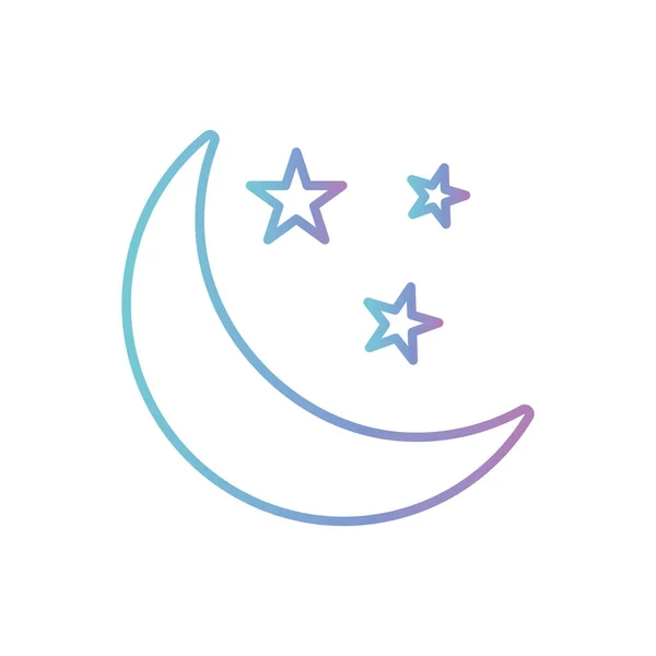 Luna con estrellas gradiente estilo icono vector diseño — Vector de stock