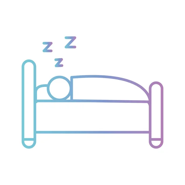 Dormir hombre en la cama gradiente estilo icono de diseño de vectores — Vector de stock