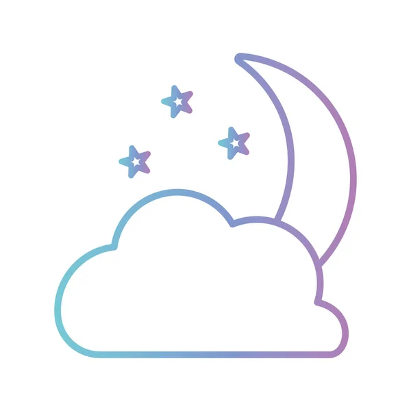 Luna con estrellas y diseño de vectores de iconos de estilo degradado de nubes — Vector de stock