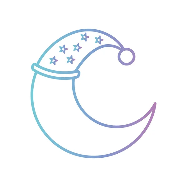 Sleeping moon with hat gradient style icon vector design — Stock Vector