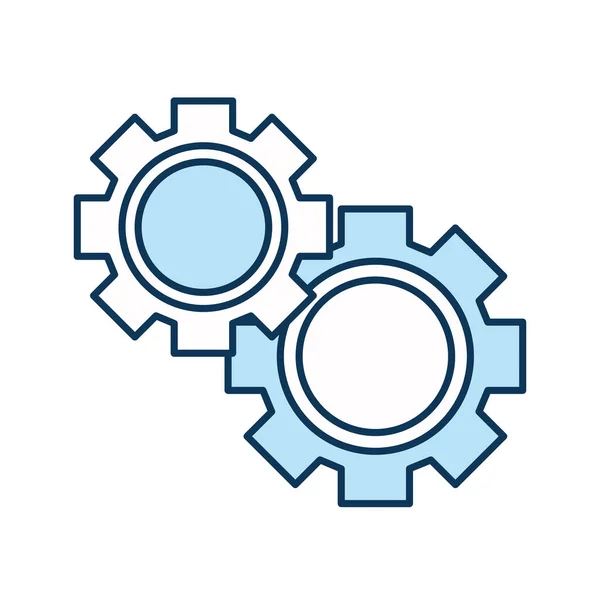 Engrenages ligne et style de remplissage icône conception vectorielle — Image vectorielle