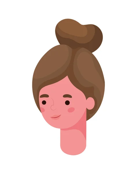 Brown hair woman cartoon head vector design — Stock Vector