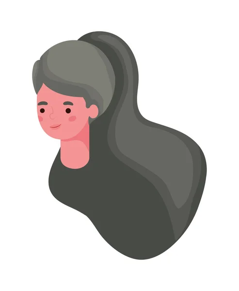 Brown hair woman cartoon head vector design — Stock Vector