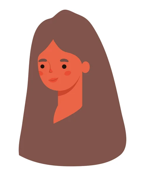 Brown hair woman cartoon head vector design — Stock Vector