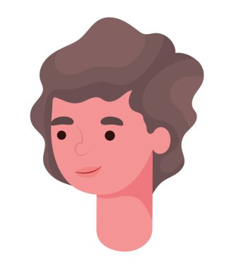 kahverengi saçlı adam çizgi film kafa vektör tasarımı