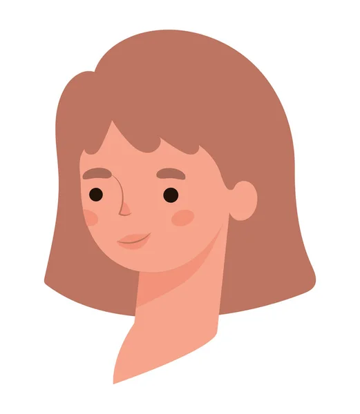 Bruin en kort haar vrouw cartoon hoofd vector ontwerp — Stockvector