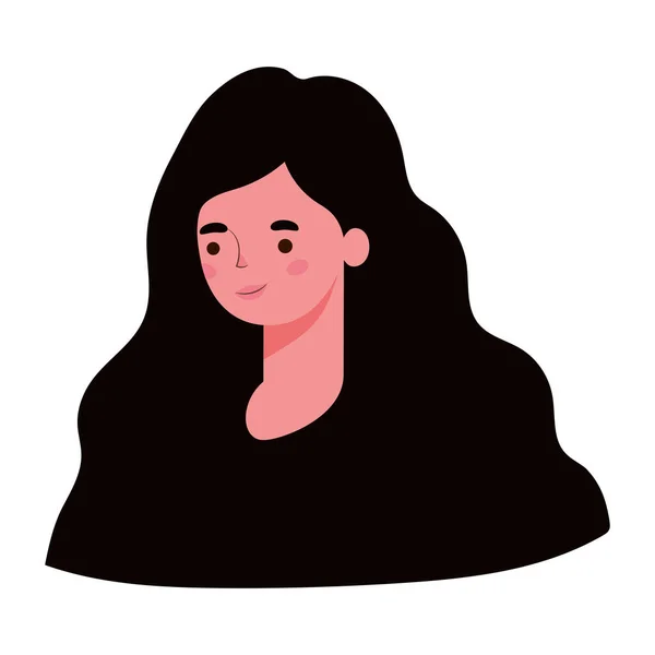 Black hair woman cartoon head vector design — Stock Vector