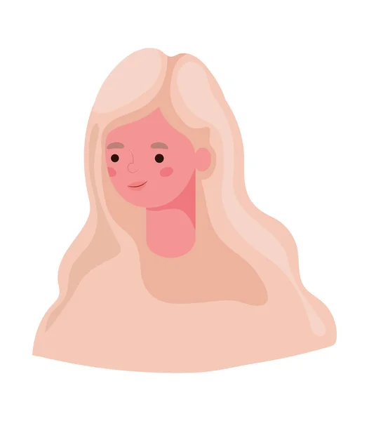 Mujer rubia dibujos animados cabeza vector diseño — Vector de stock