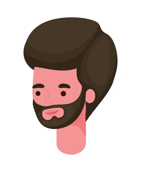 Homem de cabelo marrom desenhos animados com design de vetor de cabeça de barba — Vetor de Stock