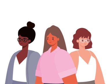 üç kadın karikatür vektör tasarımı