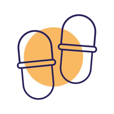 uyuyan terlikler çizgi simge vektör tasarımı