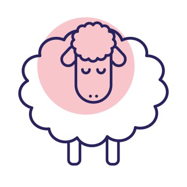 Şirin koyun çizgi çizgi çizgi çizimi biçim vektör tasarımı