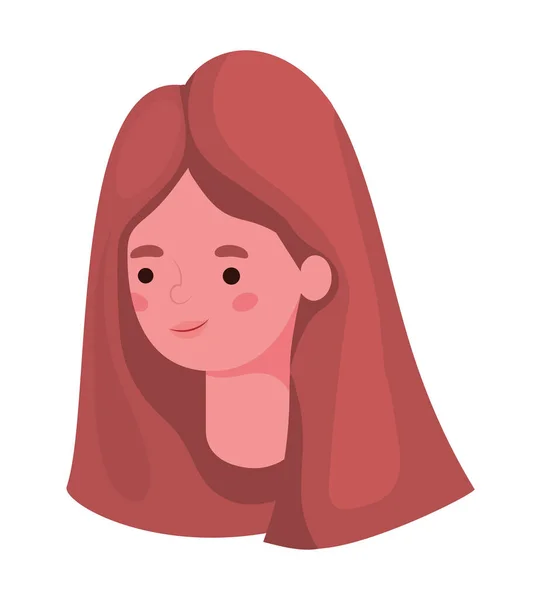棕色头发女卡通人物头像矢量设计 — 图库矢量图片