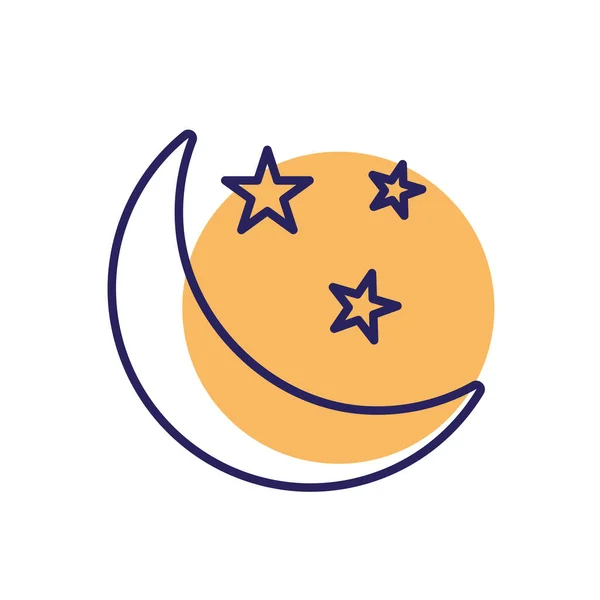Yıldızlar çizgisi biçim vektör tasarımlı ay — Stok Vektör