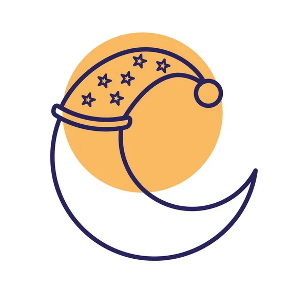Sleeping moon with hat line style icon vector design — Stock Vector