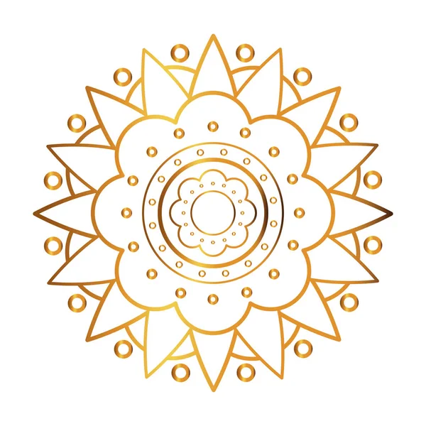 Gold mandala with flower shaped vector design — Stock Vector