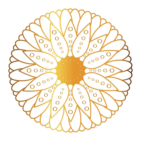 Gold mandala with flower shaped vector design — Stock Vector