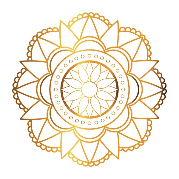 Gold mandala with flower shaped vector design — Stock Vector