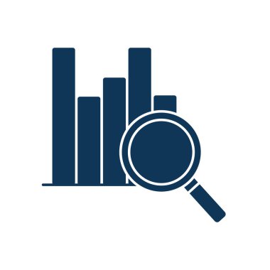 Çubuk grafiği siluet biçimi ikon vektör tasarımlı lupe