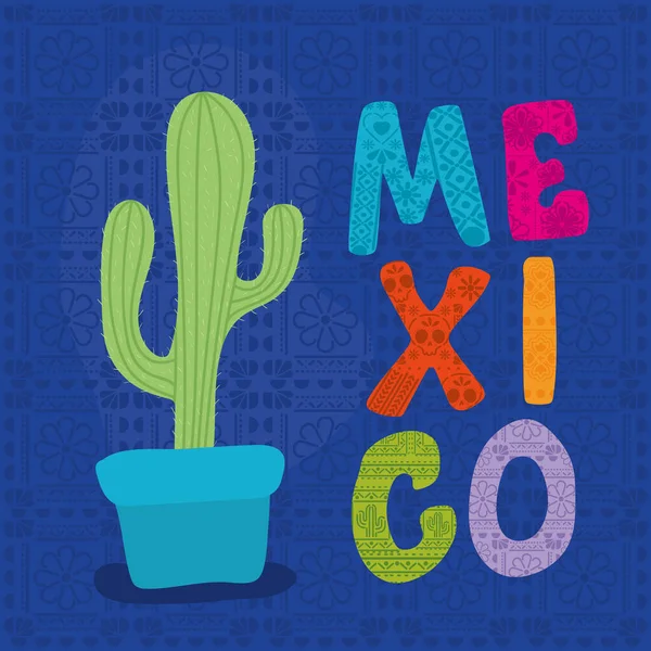 Conception vectorielle de texte cactus et mexique — Image vectorielle