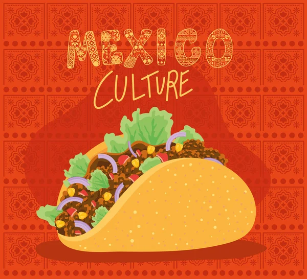 México cultura com design de vetor de taco —  Vetores de Stock