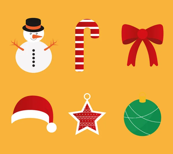 Vrolijk kerstmis pictogrammen collectie vector ontwerp — Stockvector