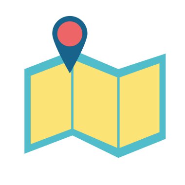 Haritada gps işareti düz biçim vektör tasarımı