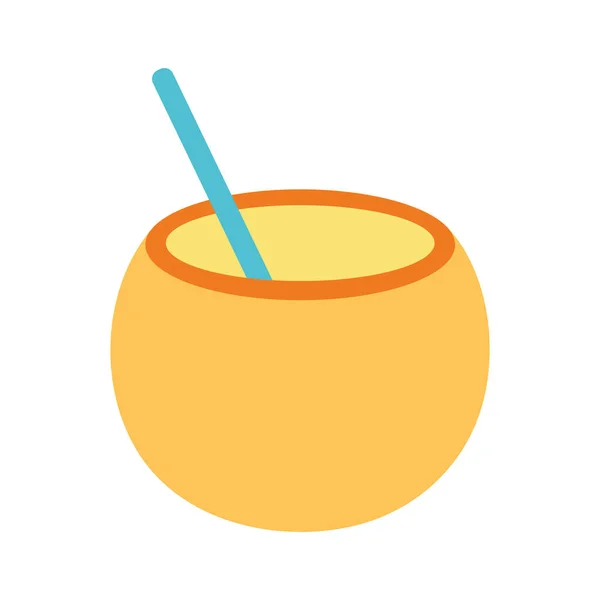 Coconut cocktail flat style icon vector design — Stock Vector