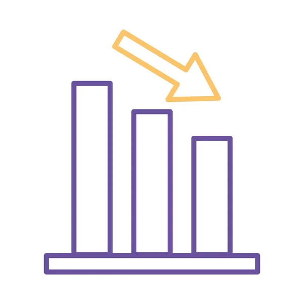 Ok çizgisi biçim vektör tasarımını azaltan çubuk grafiği — Stok Vektör