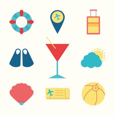 yaz düz stil set vektör tasarımı