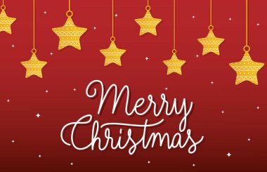 Mutlu noel yıldızları asma vektör tasarımı