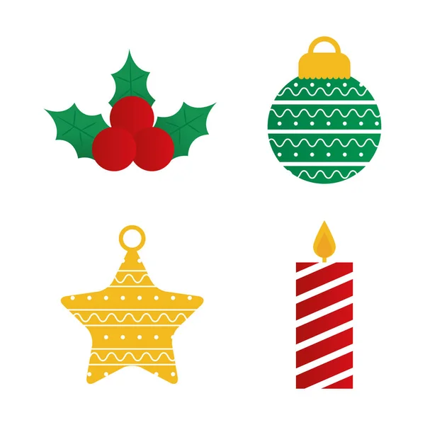 Vrolijk kerstmis pictogram set vector ontwerp — Stockvector