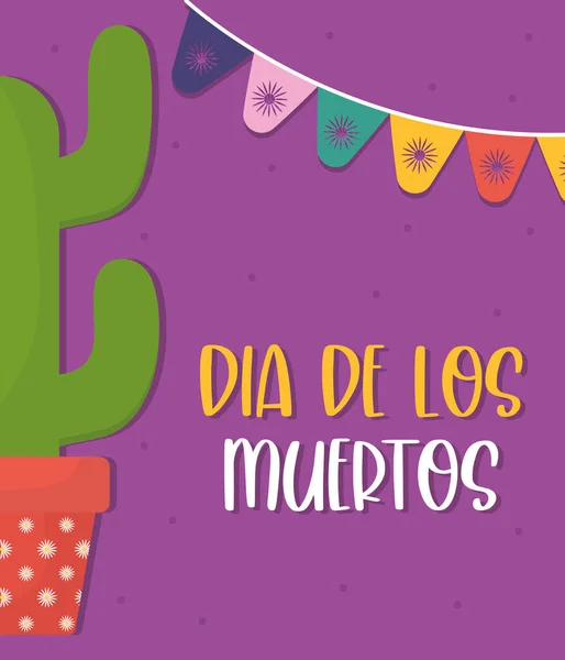 Jour mexicain du cactus mort avec la conception vectorielle fanion bannière — Image vectorielle