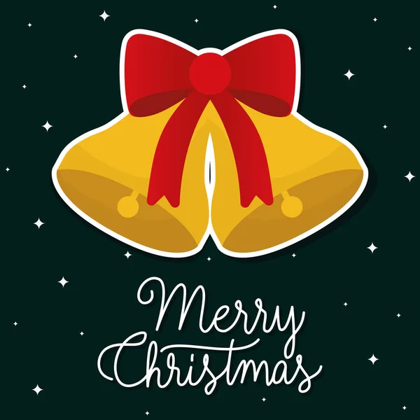 Boldog karácsonyt harangok csokornyakkendő vektor design — Stock Vector