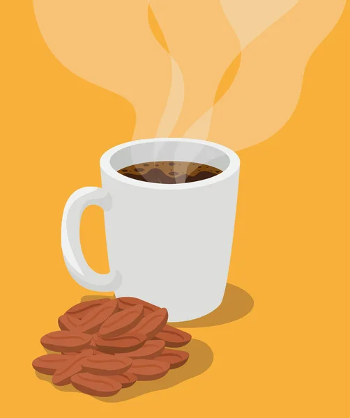 Coffee mug with beans vector design — Stock Vector