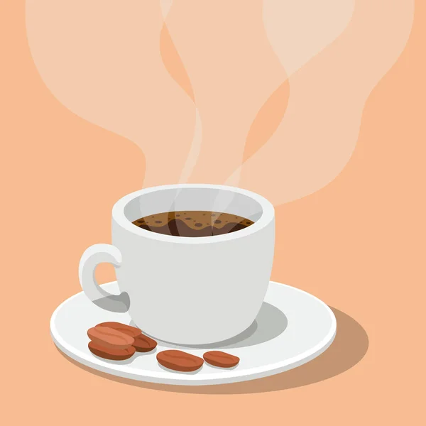 Coffee cup with beans vector design — Stock Vector