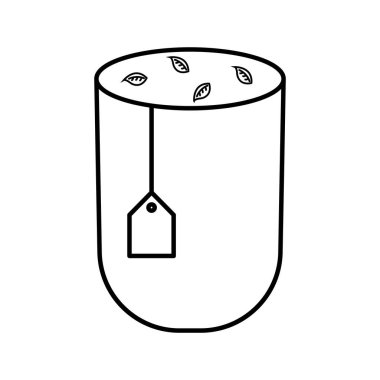 Yaprak çizgisi biçim vektör tasarımlı fincanda çay doldurma torbası