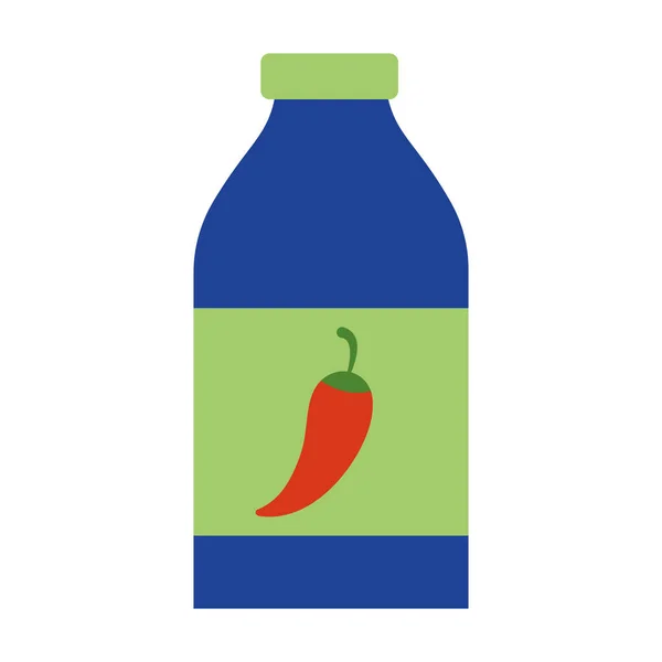 Diseño de vectores de icono de estilo plano botella de salsa de chile mexicano — Archivo Imágenes Vectoriales