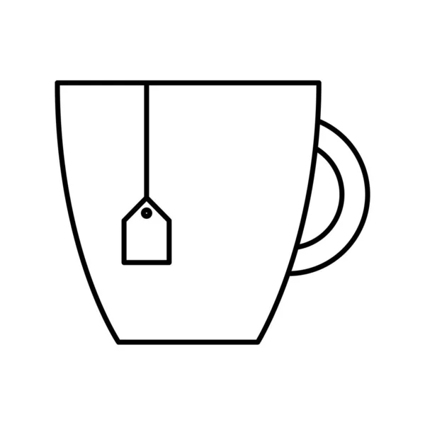 Bolsa de infusión de té en taza línea estilo icono vector diseño — Archivo Imágenes Vectoriales