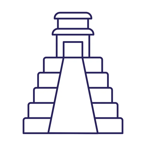 Mexicaanse piramide lijn stijl pictogram vector ontwerp — Stockvector