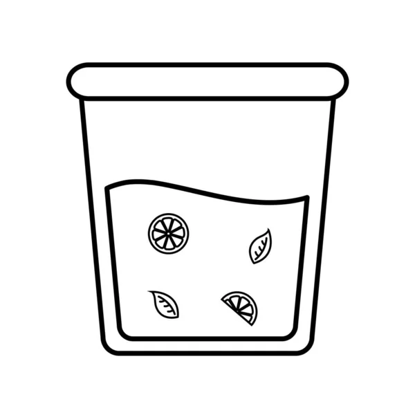 Iced tea glass with lemons and leaves line style icon vector design — Stock Vector